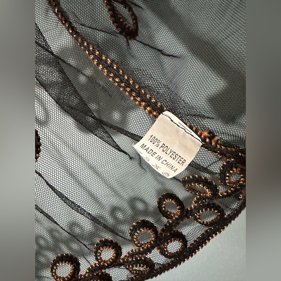 Sheer Open Front Special Occassion Cardigan with Gold/Black Embroidery - Picture 8 of 8